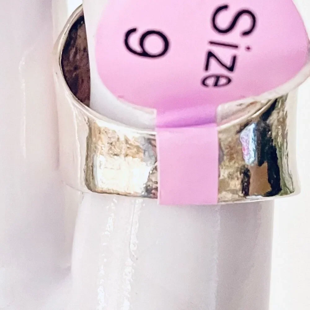 NWT Gorgeous Sz 9 Made in Israel .925 Sterling Silver Thick Pink Big Stone Ring